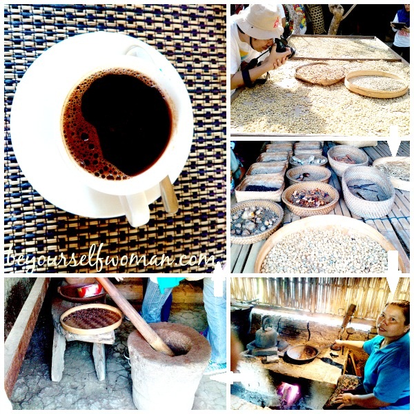 Proses membuat kopi Bali.